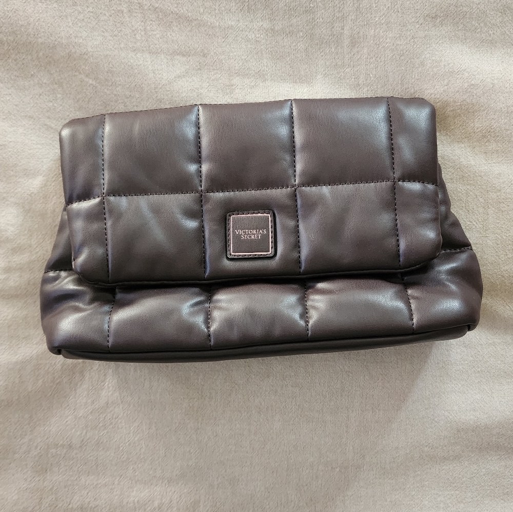 Victorias Secret Quilted Puffy Clutch Bag Brown - Picture 3 of 5